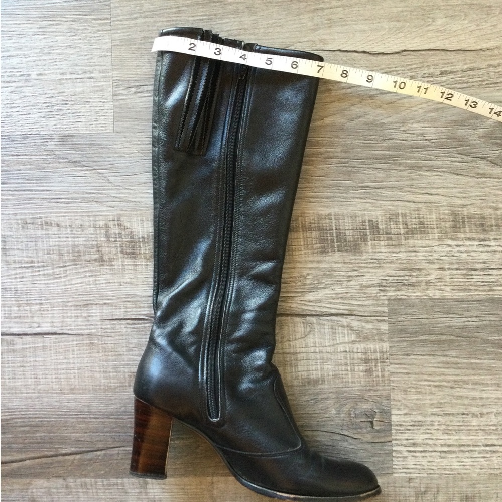 Vintage black leather tall boots - Picture 12 of 16